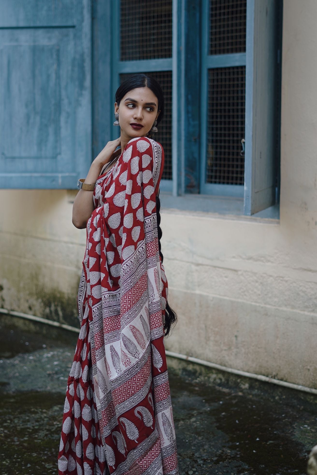 Kaisori Nandana Bagh Patti boota  handblockprinted cotton saree