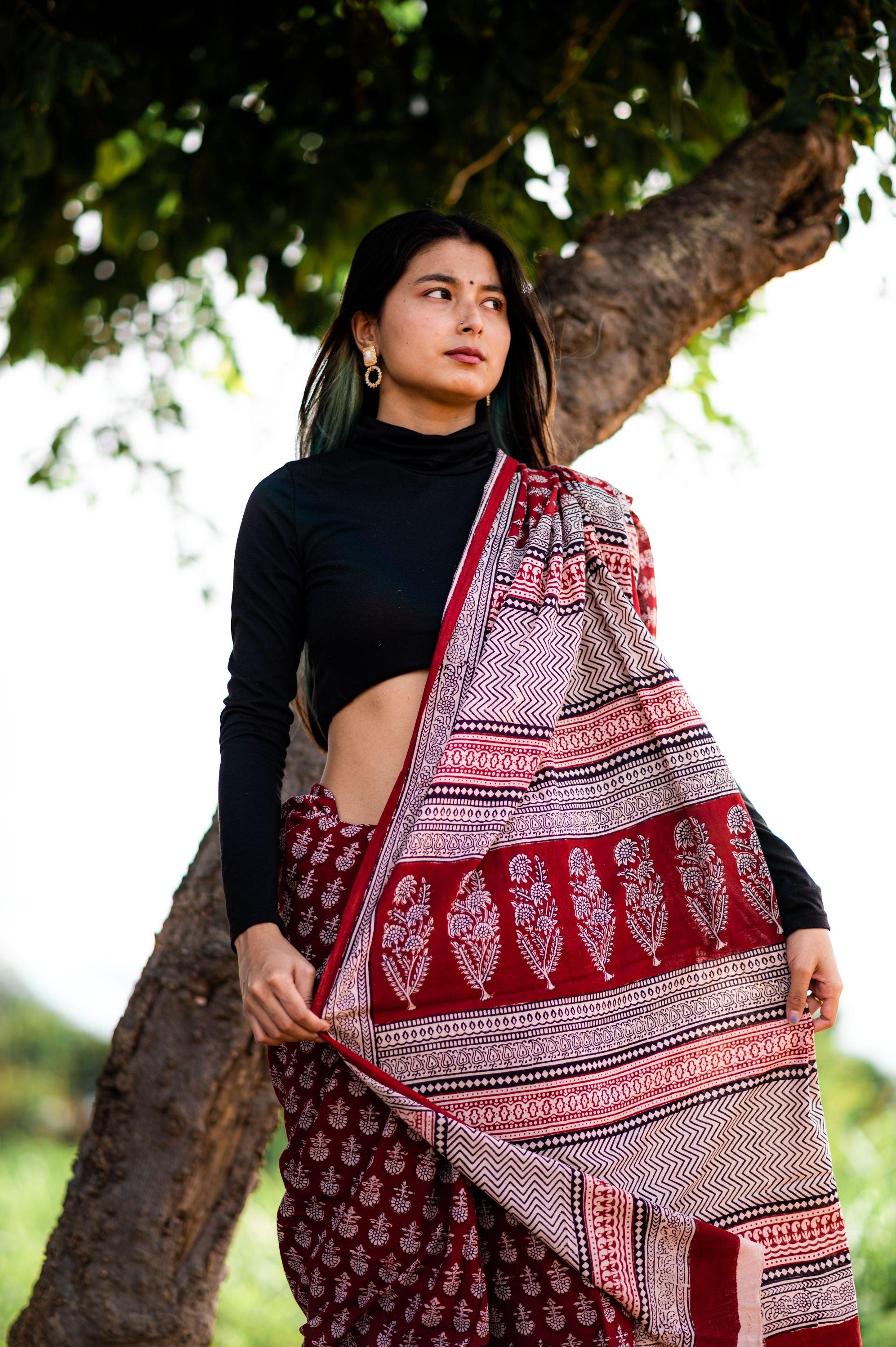 Kaisori Nandana - Maithir Bagh handblockprinted cotton saree