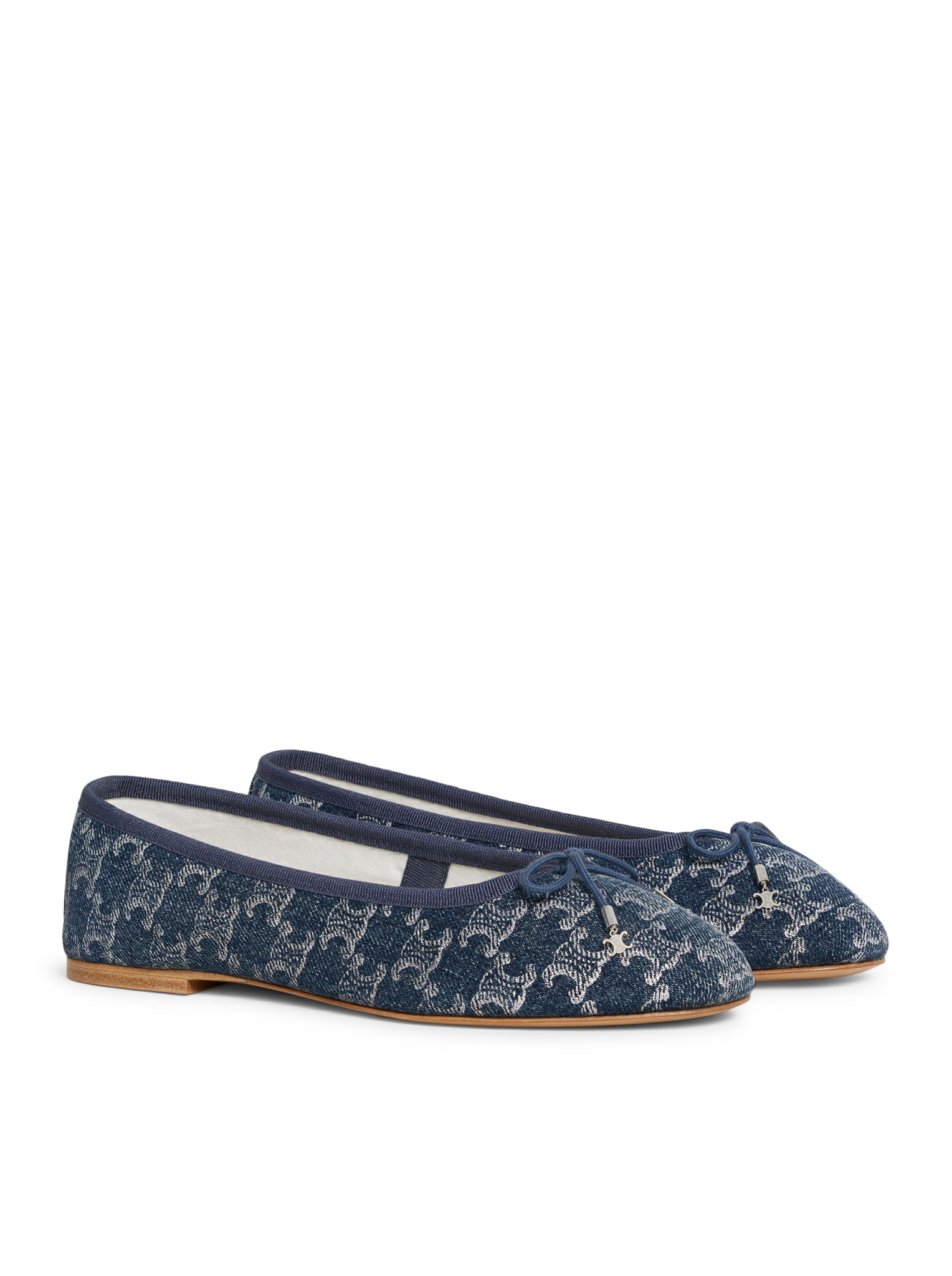 LES BALLERINES CELINE BALLERINA WITH TRIOMPHE LACE-UP IN PRINTED DENIM