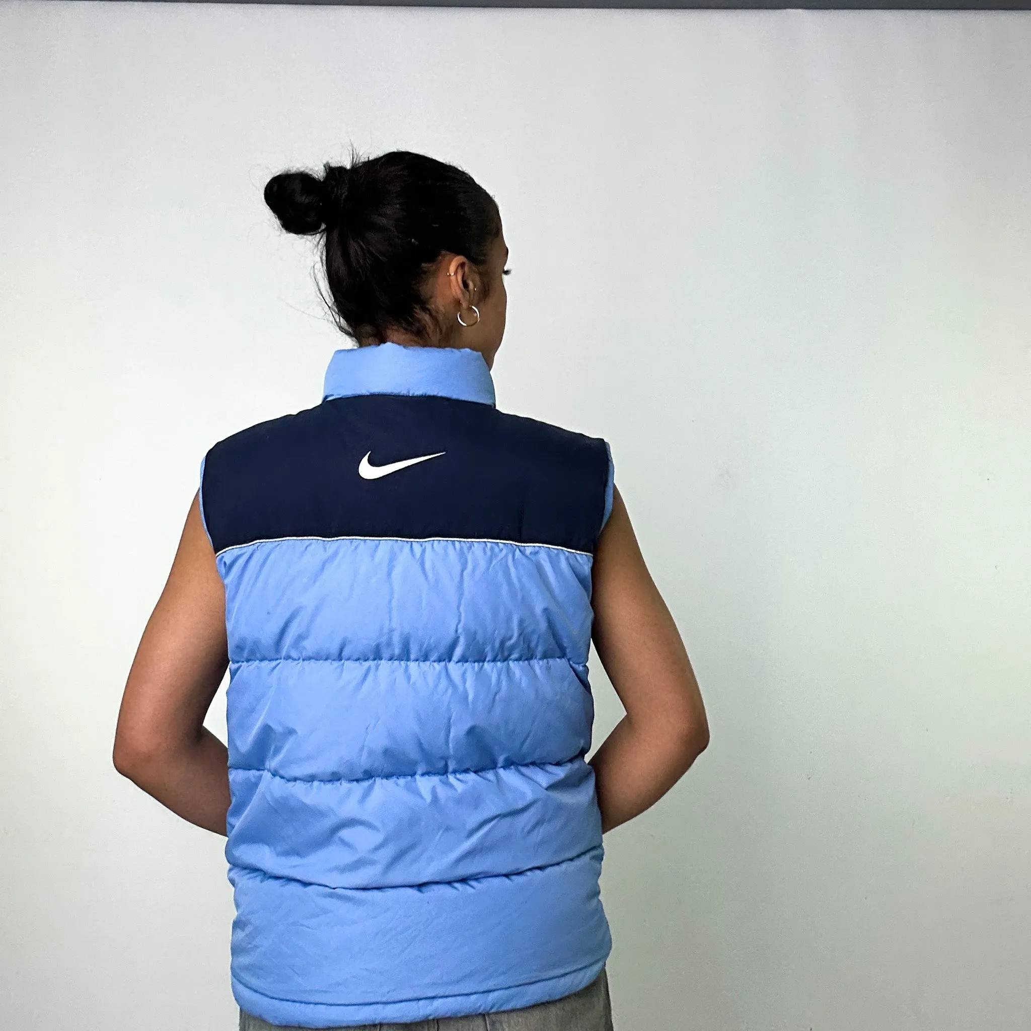 Light Blue y2ks NIKE Puffer Jacket Coat Gilet (L)