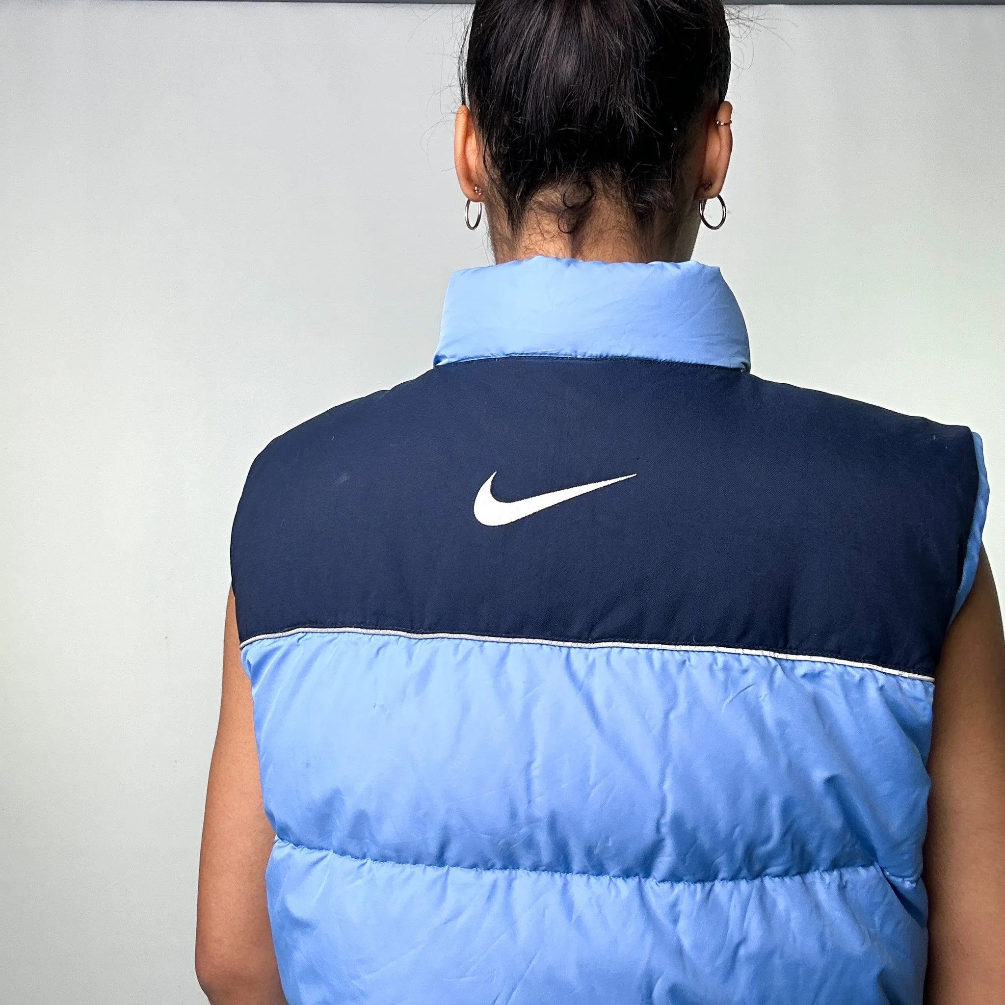 Light Blue y2ks NIKE Puffer Jacket Coat Gilet (L)