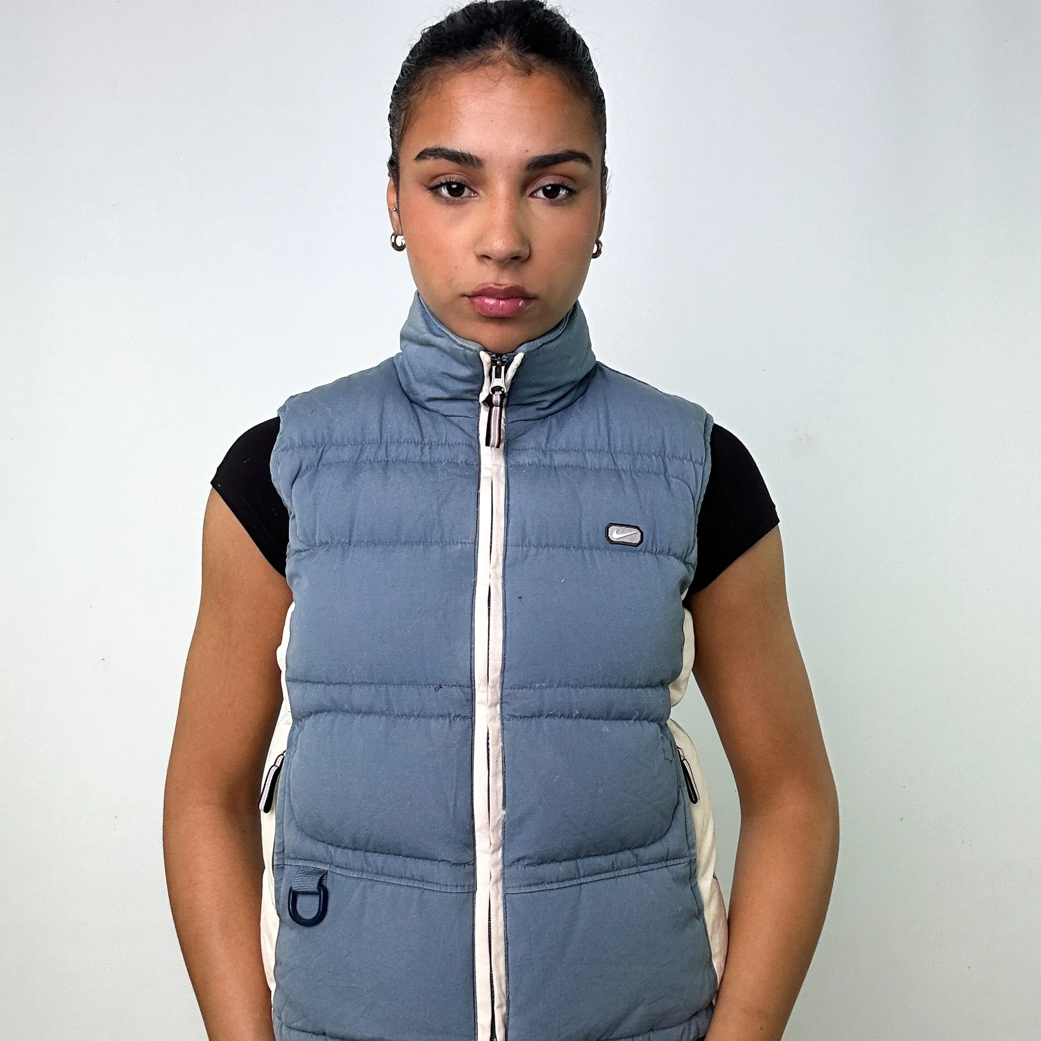 Light Blue y2ks NIKE Puffer Jacket Coat Gilet (M)