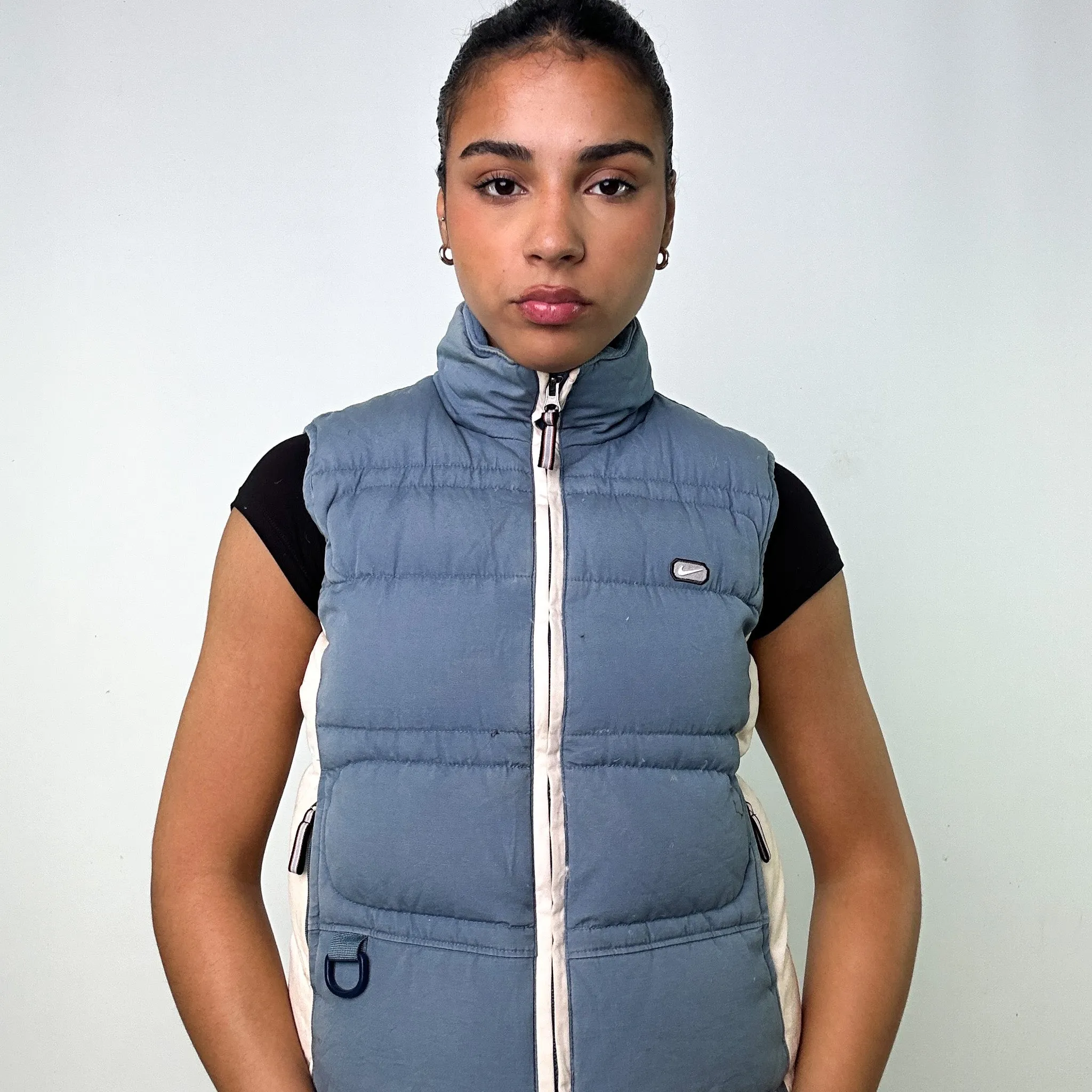 Light Blue y2ks NIKE Puffer Jacket Coat Gilet (M)