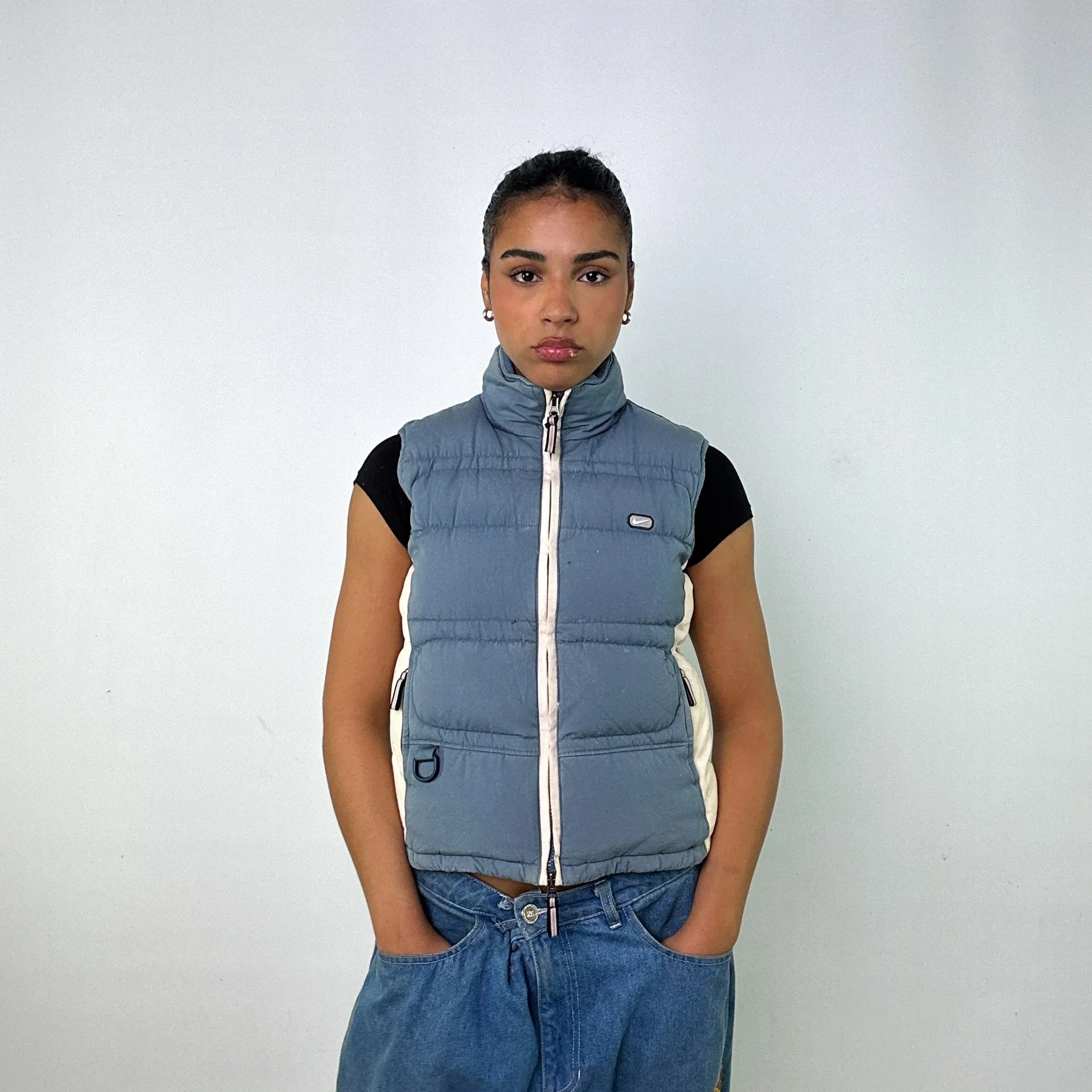 Light Blue y2ks NIKE Puffer Jacket Coat Gilet (M)