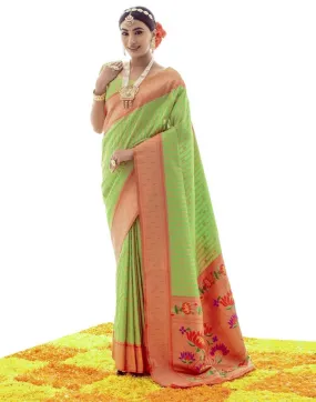 Light Green Silk Plain Sarees