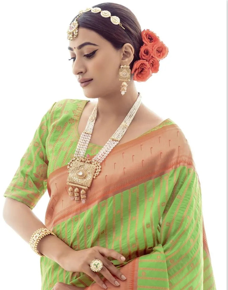 Light Green Silk Plain Sarees