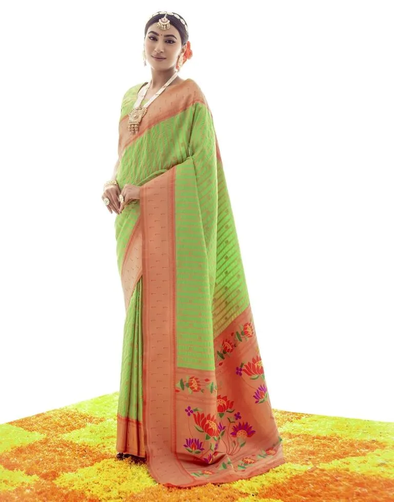 Light Green Silk Plain Sarees