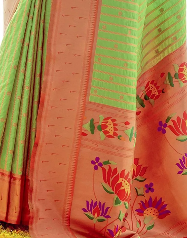 Light Green Silk Plain Sarees