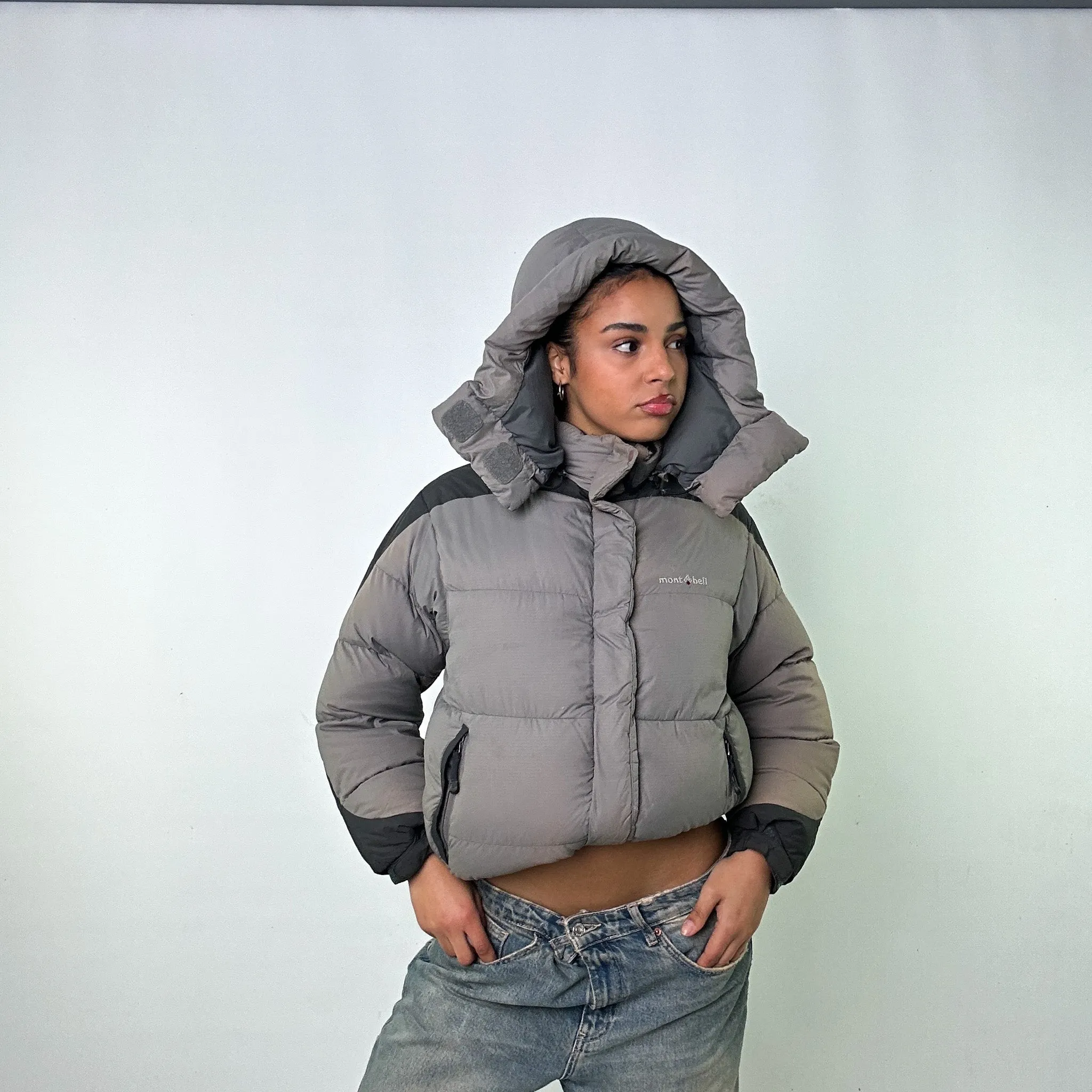 Light Grey 90s Mont Bell Two Tone Puffer Jacket Coat (S)