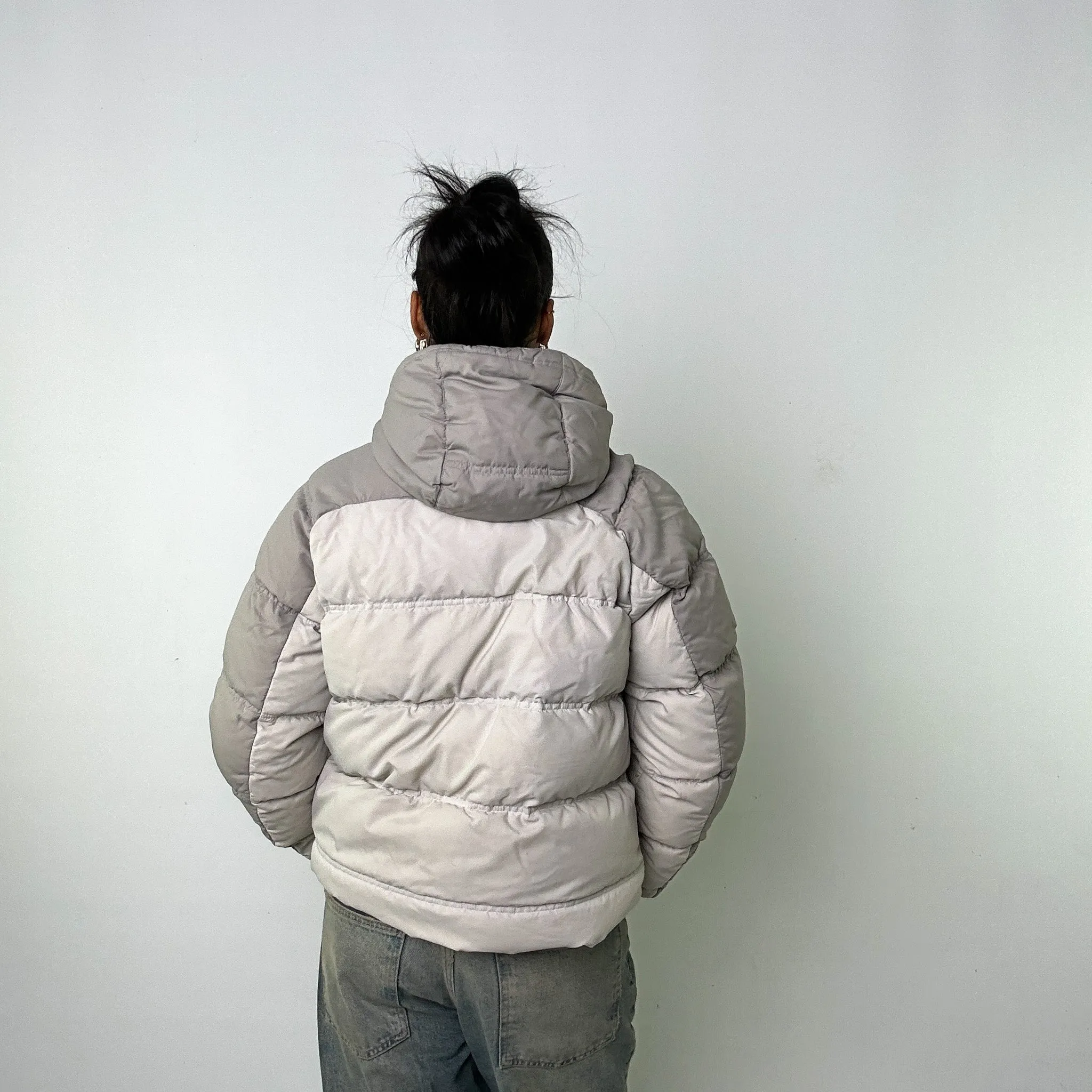 Light Grey y2ks NIKE Puffer Jacket Coat (M)