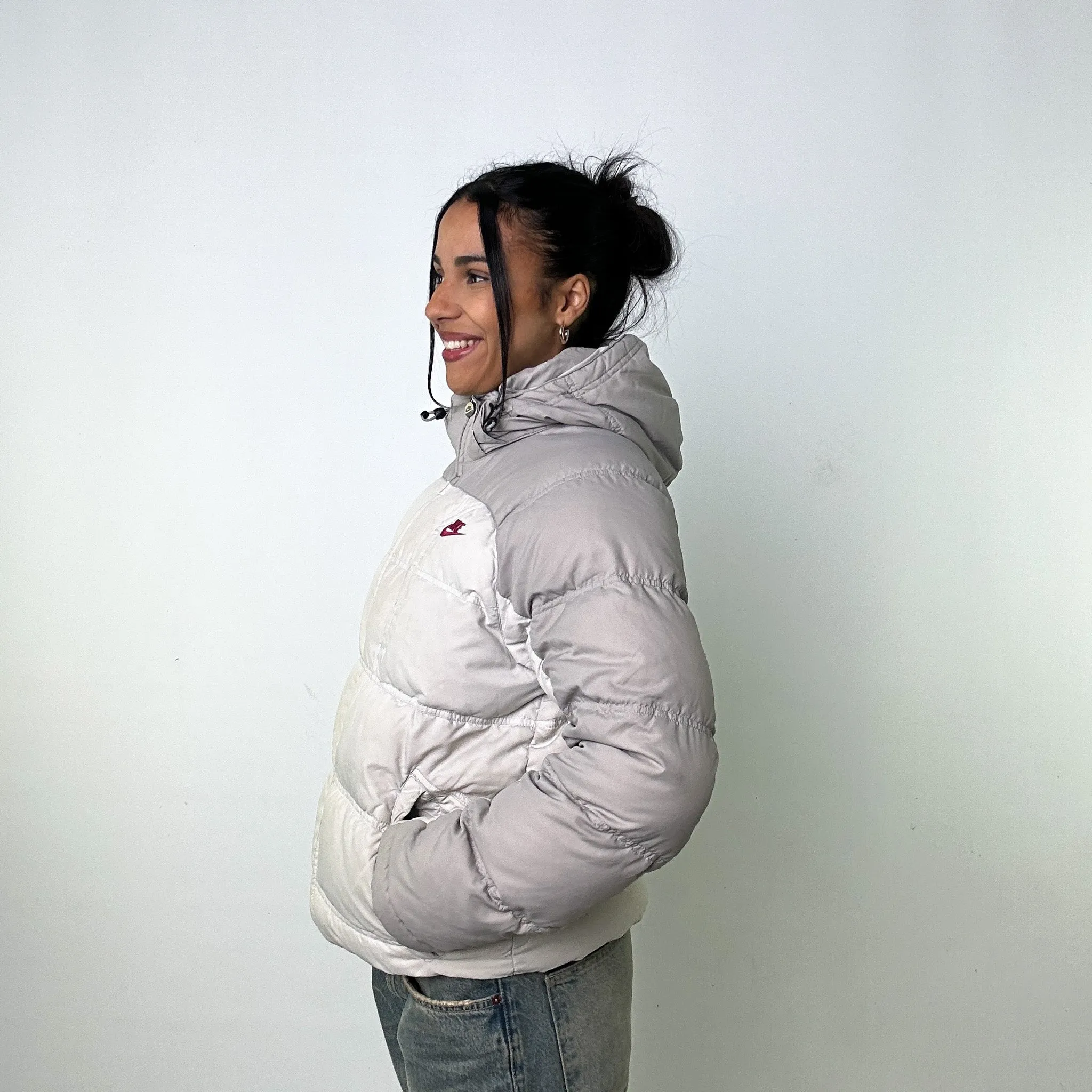 Light Grey y2ks NIKE Puffer Jacket Coat (M)