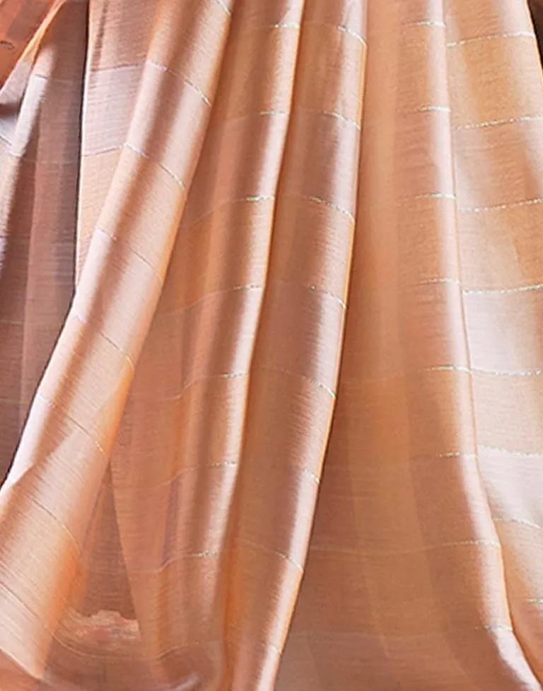 Light Peach Chiffon Plain Sarees