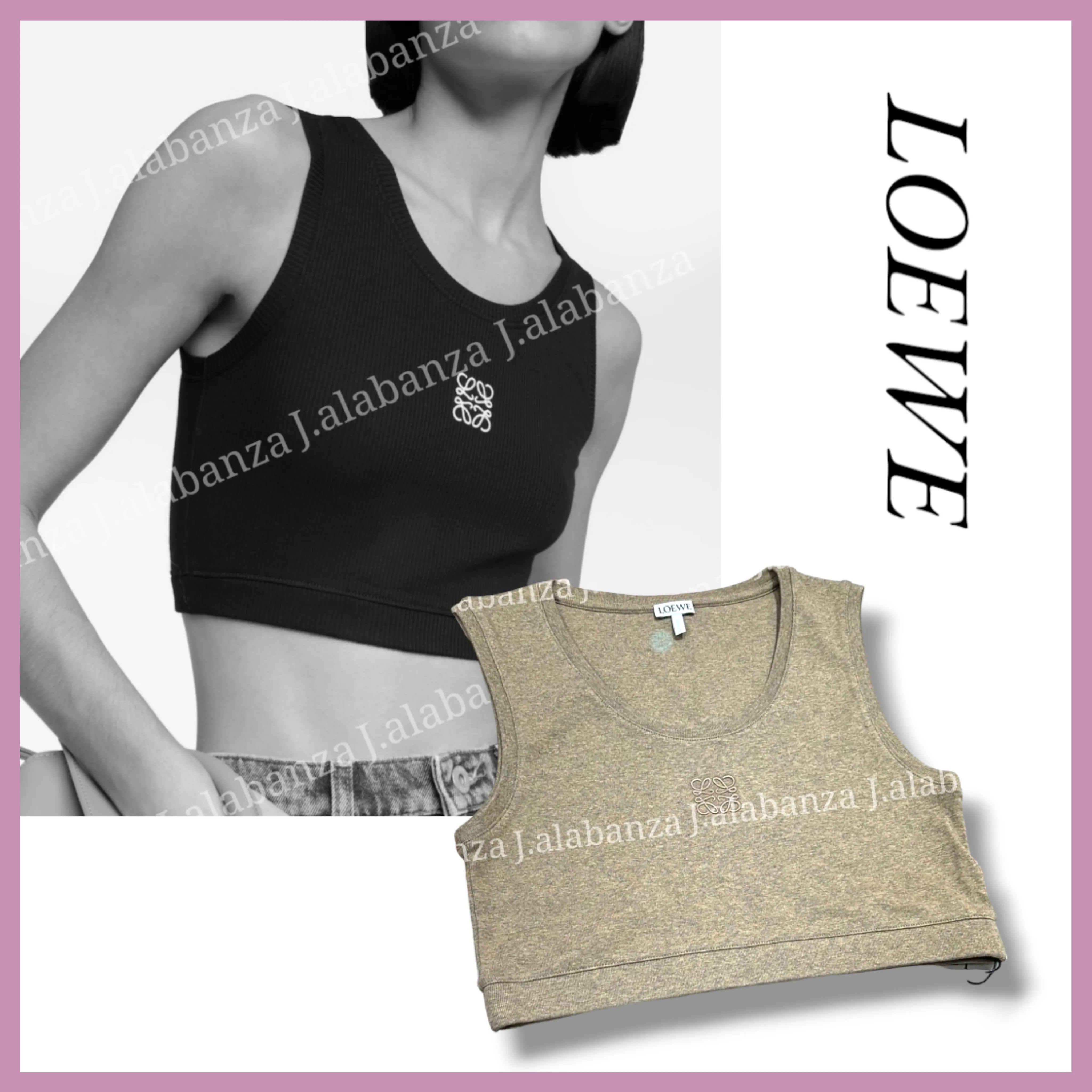 LOEWE  |Plain Cotton Logo Tanks & Camisoles