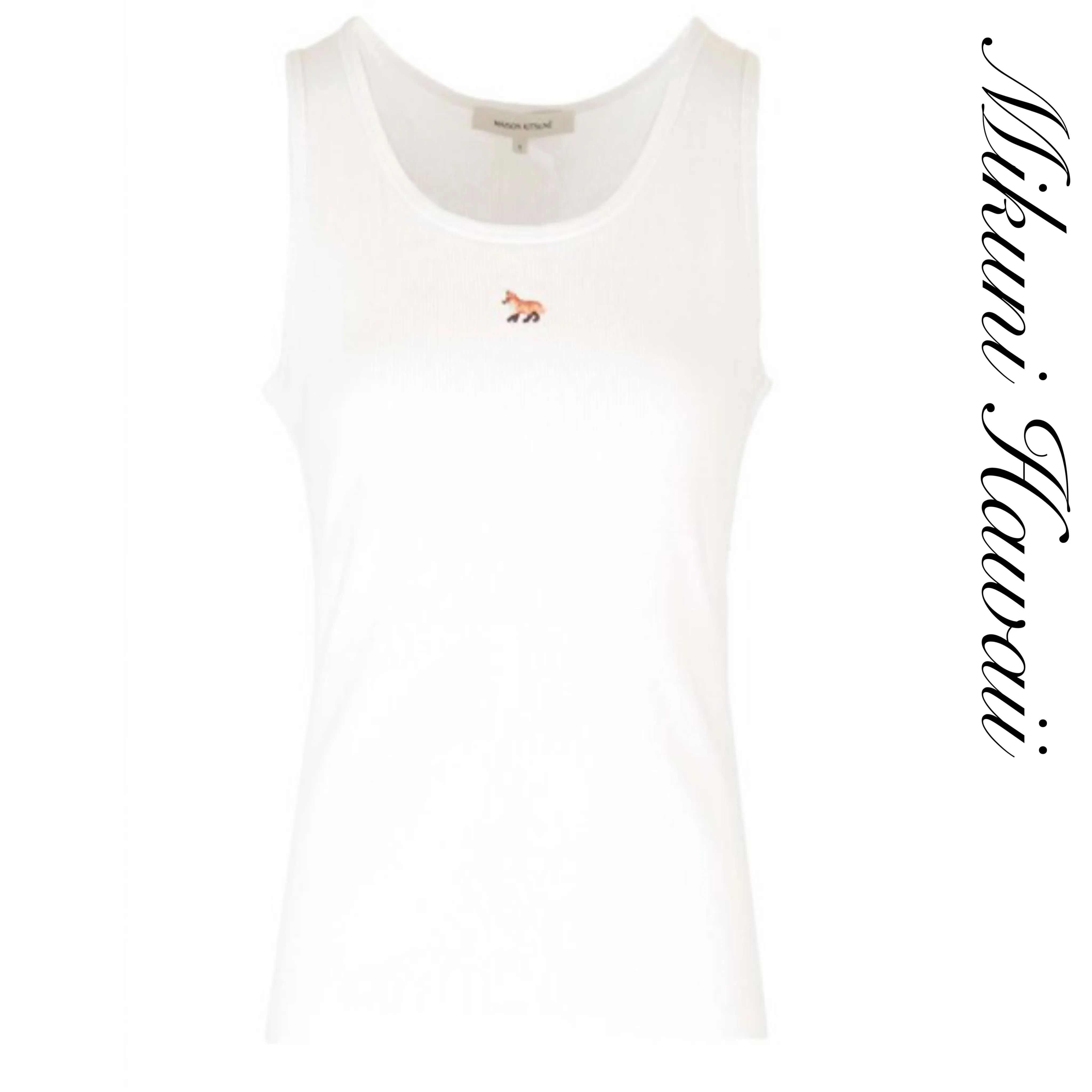 MAISON KITSUNE  |U-Neck Plain Cotton Logo Tanks & Camisoles