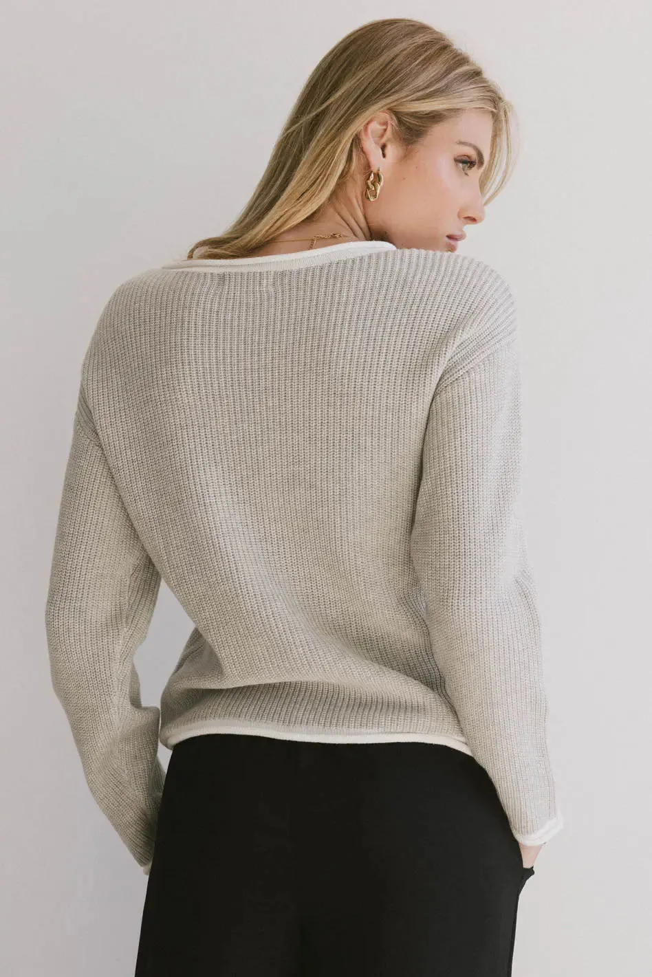 Mandy Contrast Sweater in Grey