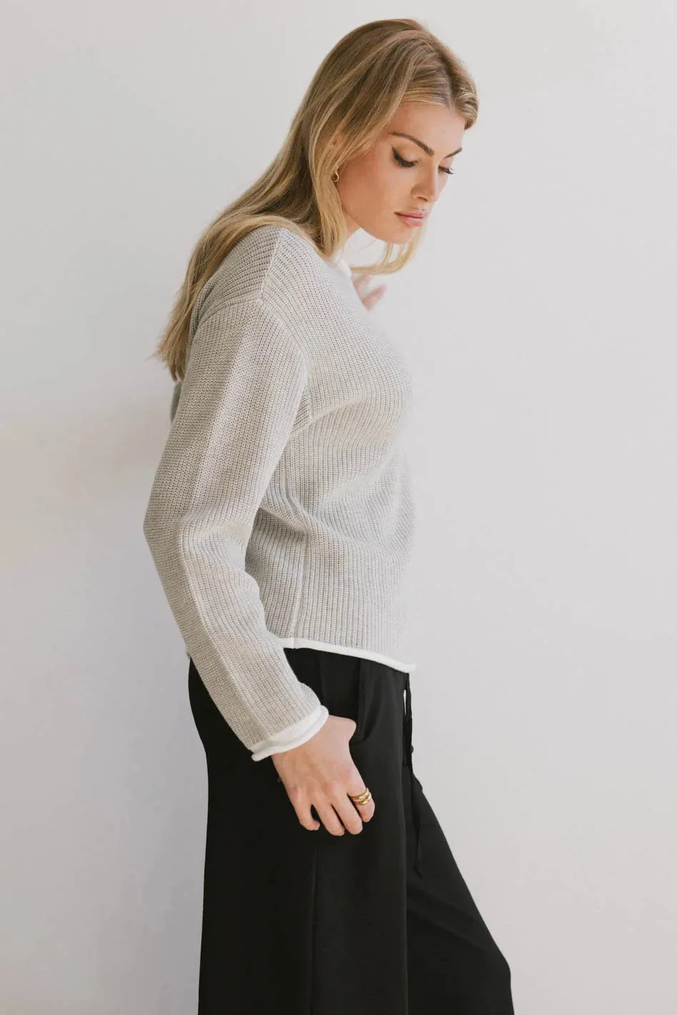 Mandy Contrast Sweater in Grey