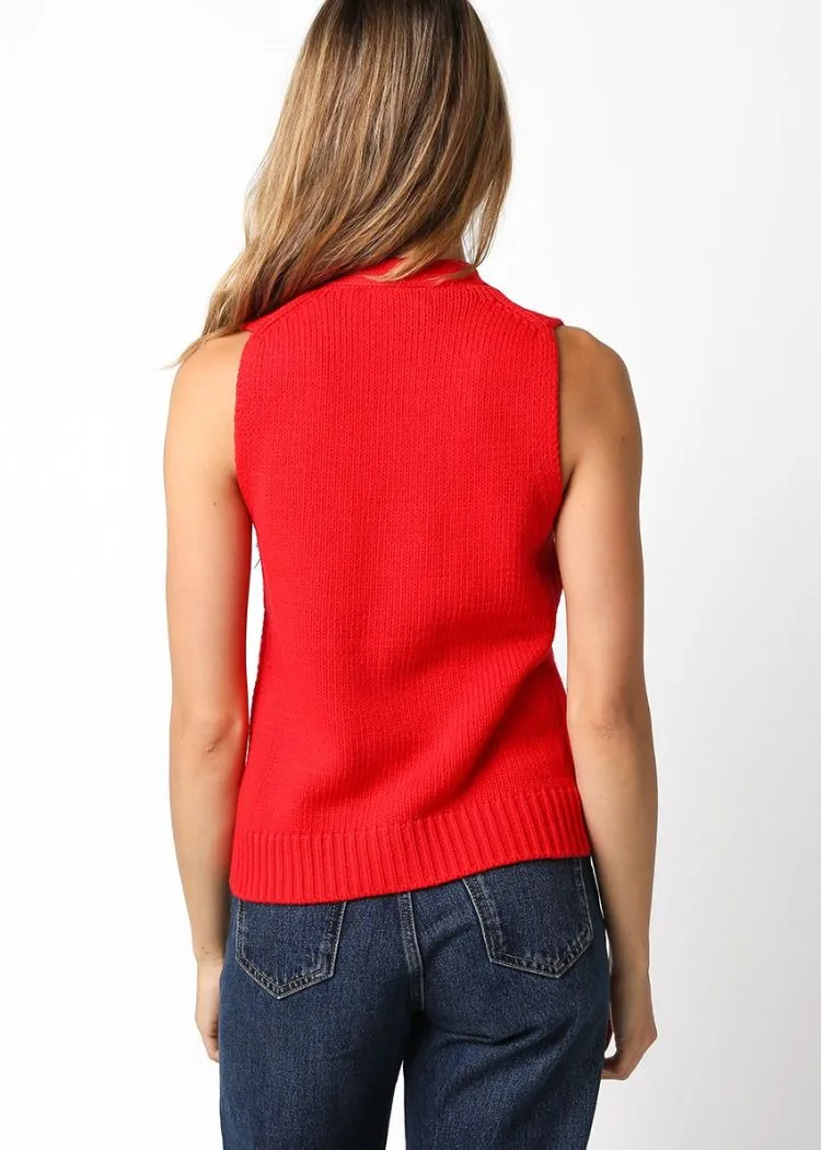 Meredith Sweater Vest- Red