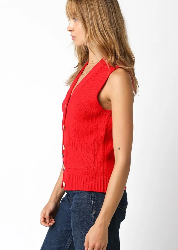 Meredith Sweater Vest- Red