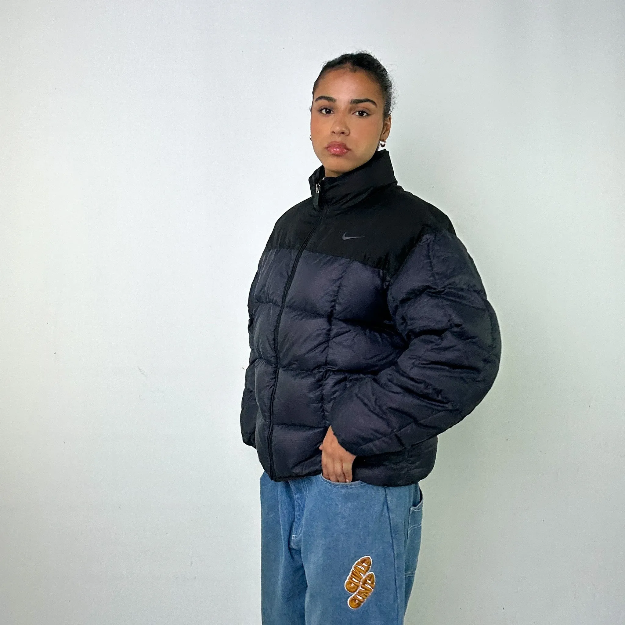 Navy Blue 90s NIKE Puffer Jacket Coat (M)