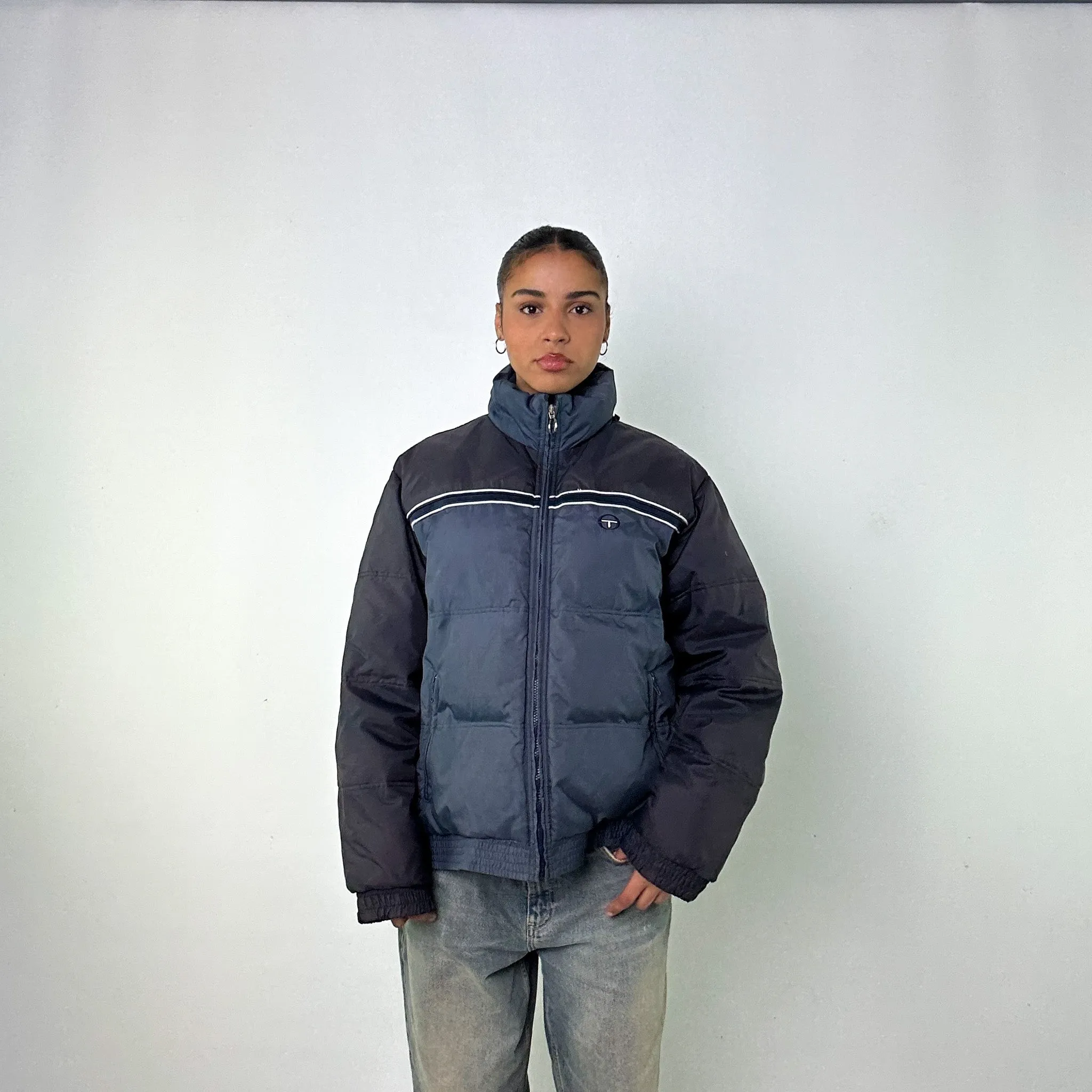 Navy Blue 90s Sergio Tacchini Puffer Jacket Coat (L)