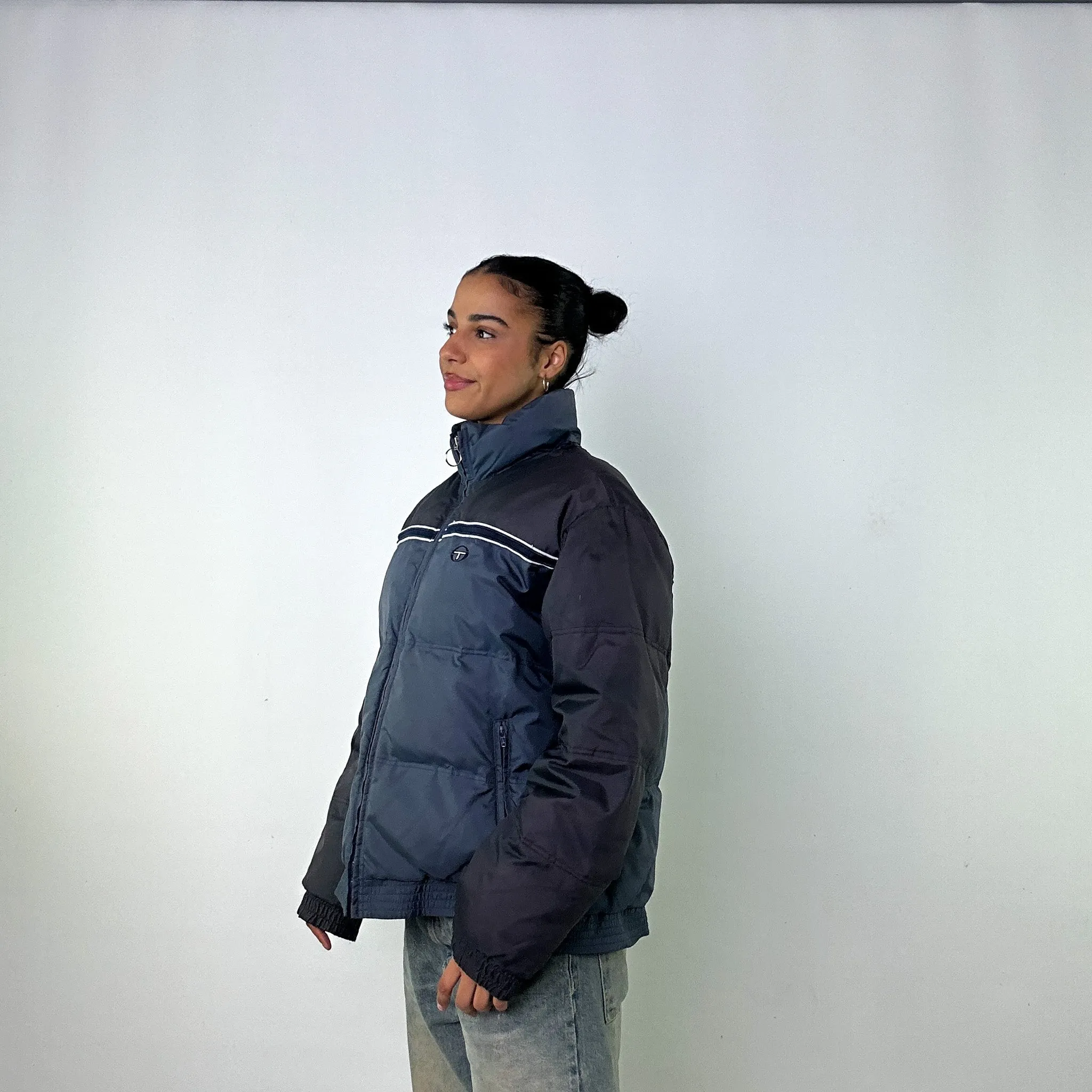 Navy Blue 90s Sergio Tacchini Puffer Jacket Coat (L)