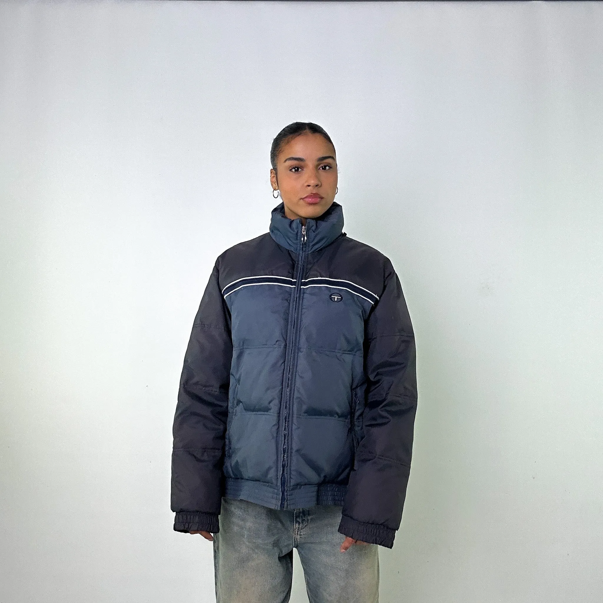 Navy Blue 90s Sergio Tacchini Puffer Jacket Coat (L)