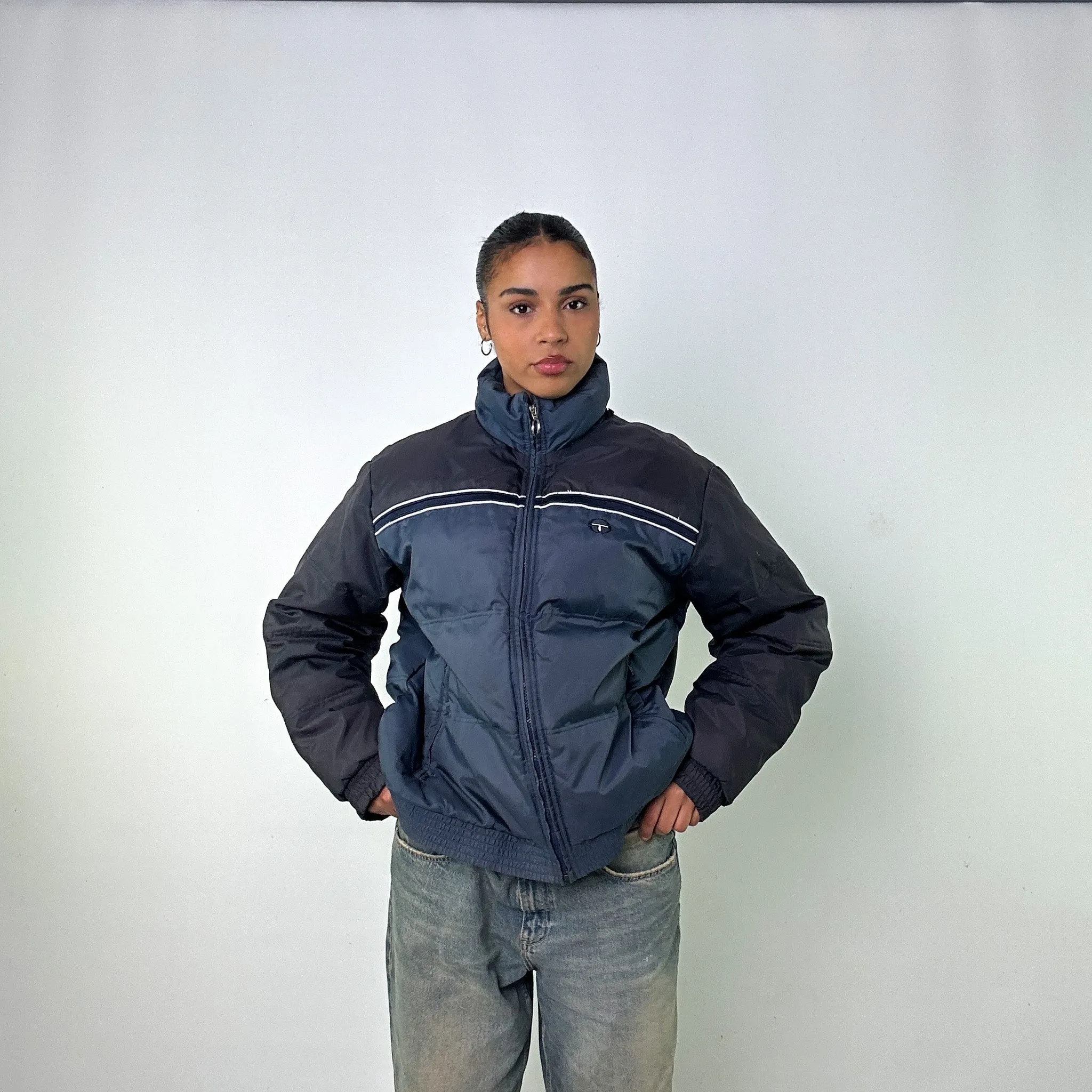 Navy Blue 90s Sergio Tacchini Puffer Jacket Coat (L)