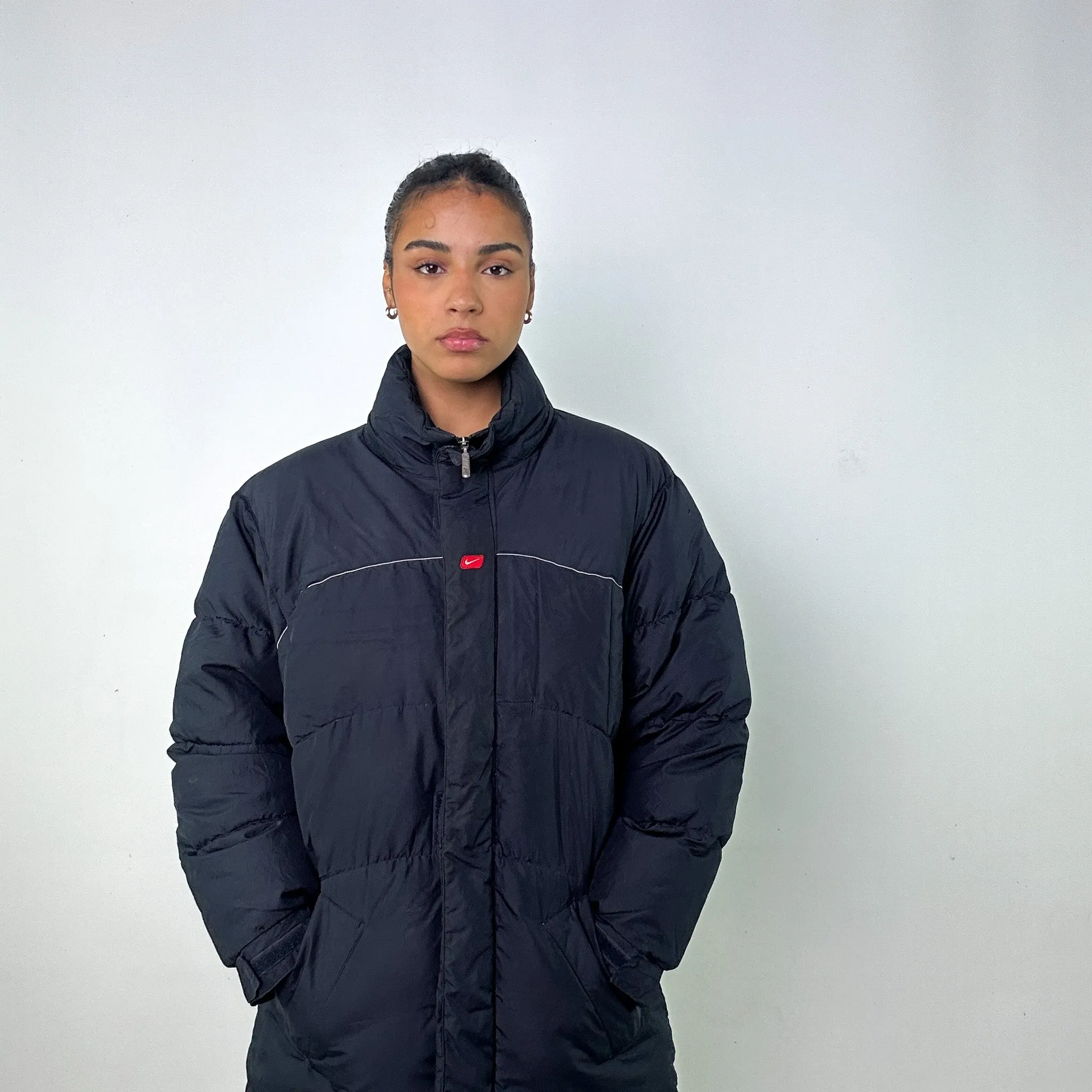 Navy Blue y2ks NIKE Puffer Jacket Coat (M)