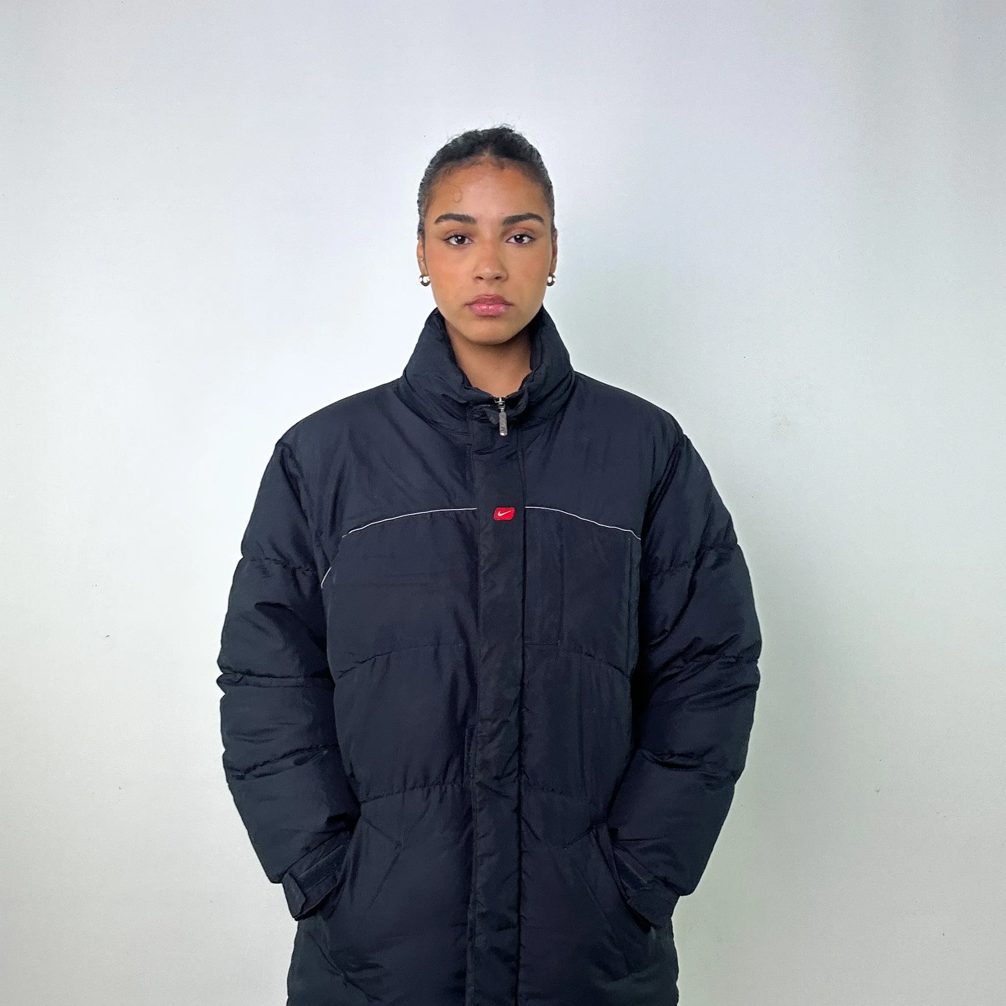 Navy Blue y2ks NIKE Puffer Jacket Coat (M)