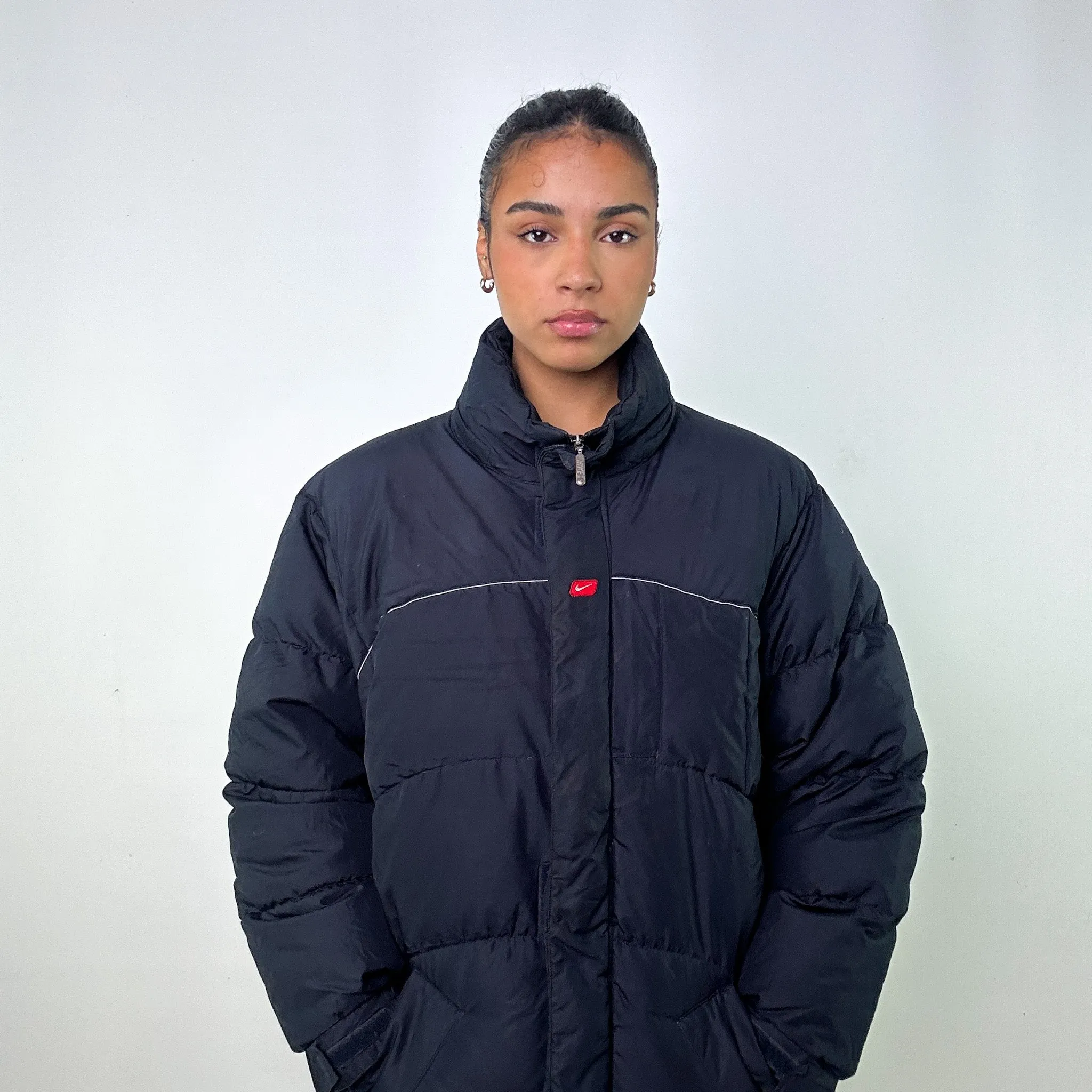 Navy Blue y2ks NIKE Puffer Jacket Coat (M)