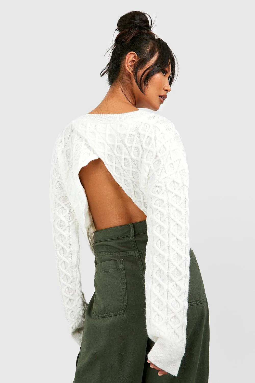 Open Back Cable Knit Sweater