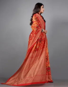 Orange Printed Saree