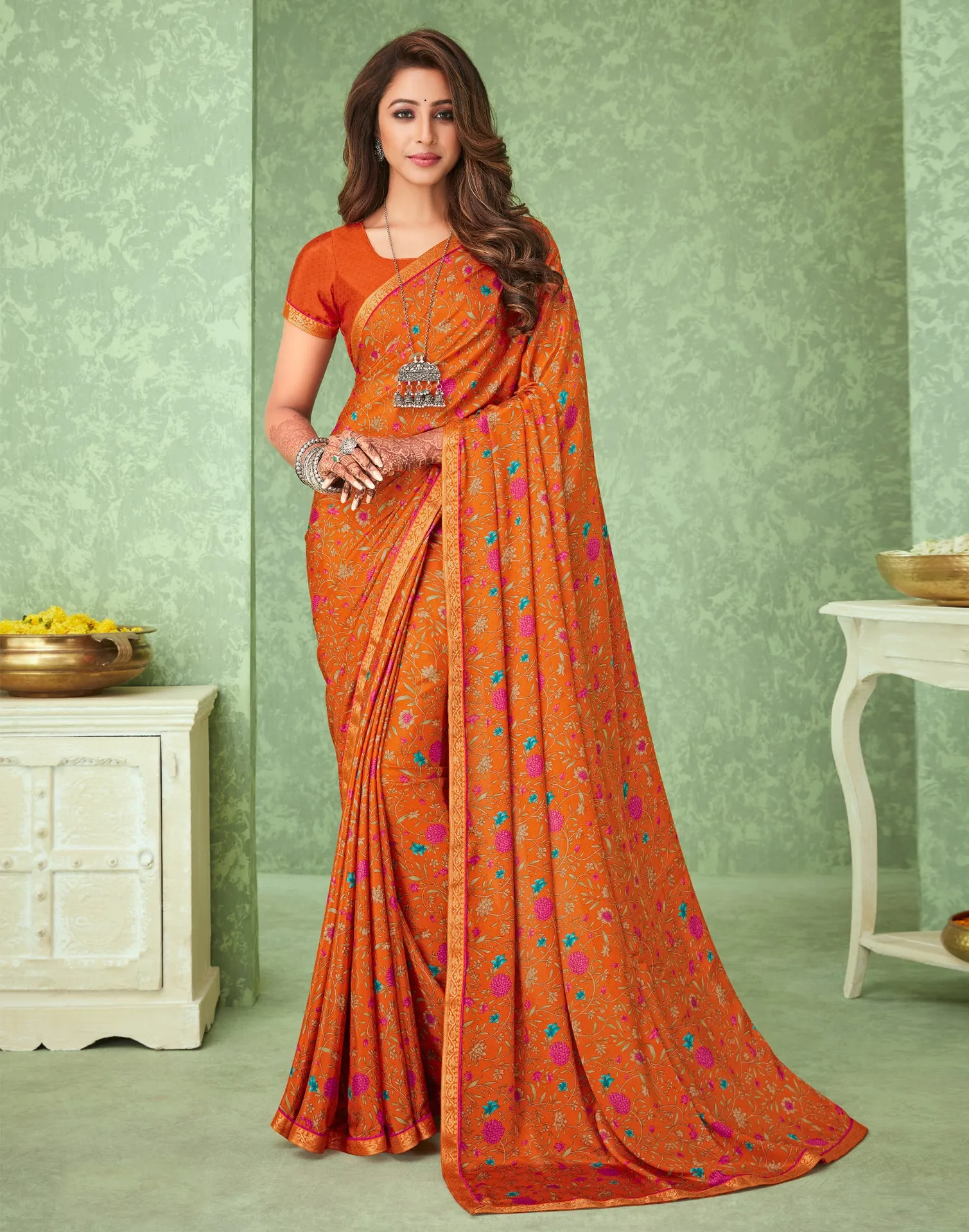 Orange Silk Saree