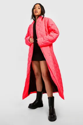 Petite Bright Wrap Quilted Puffer Maxi Coat