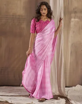 Pink Chiffon Plain Sarees