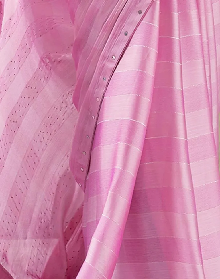 Pink Chiffon Plain Sarees