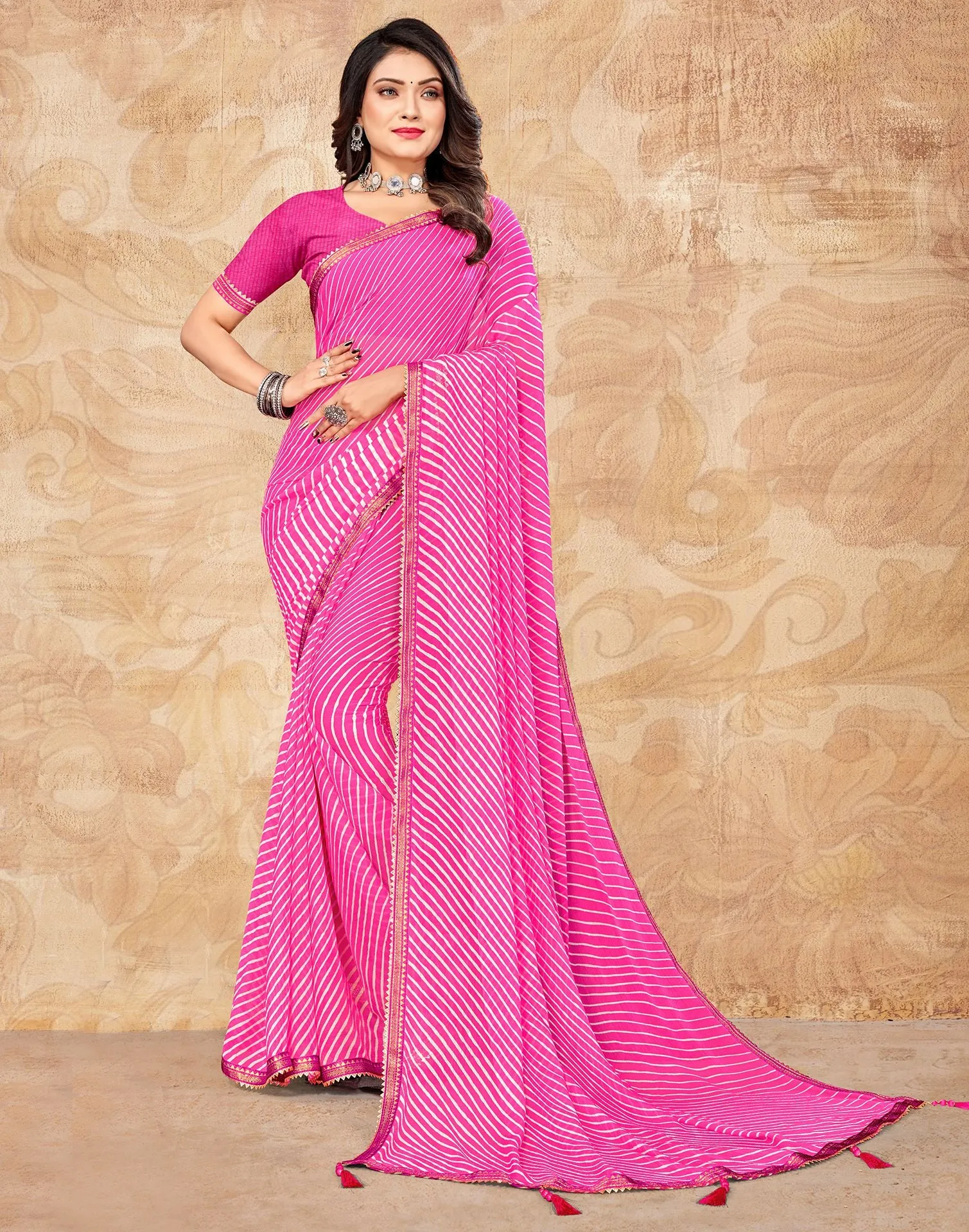 Pink Printed Saree