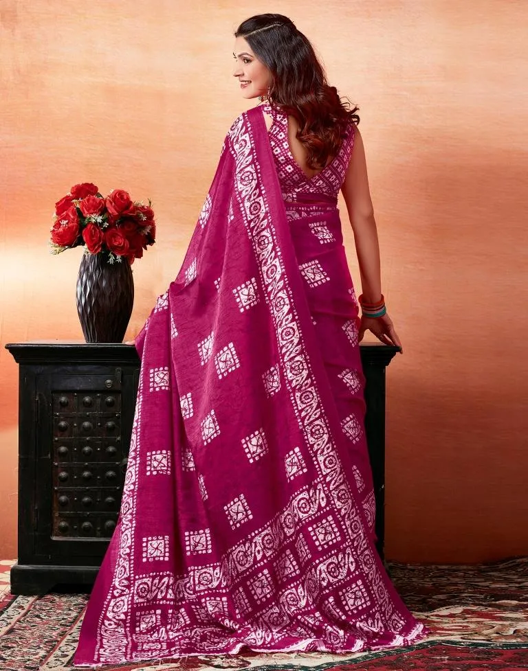 Pink Silk Printed Sarees