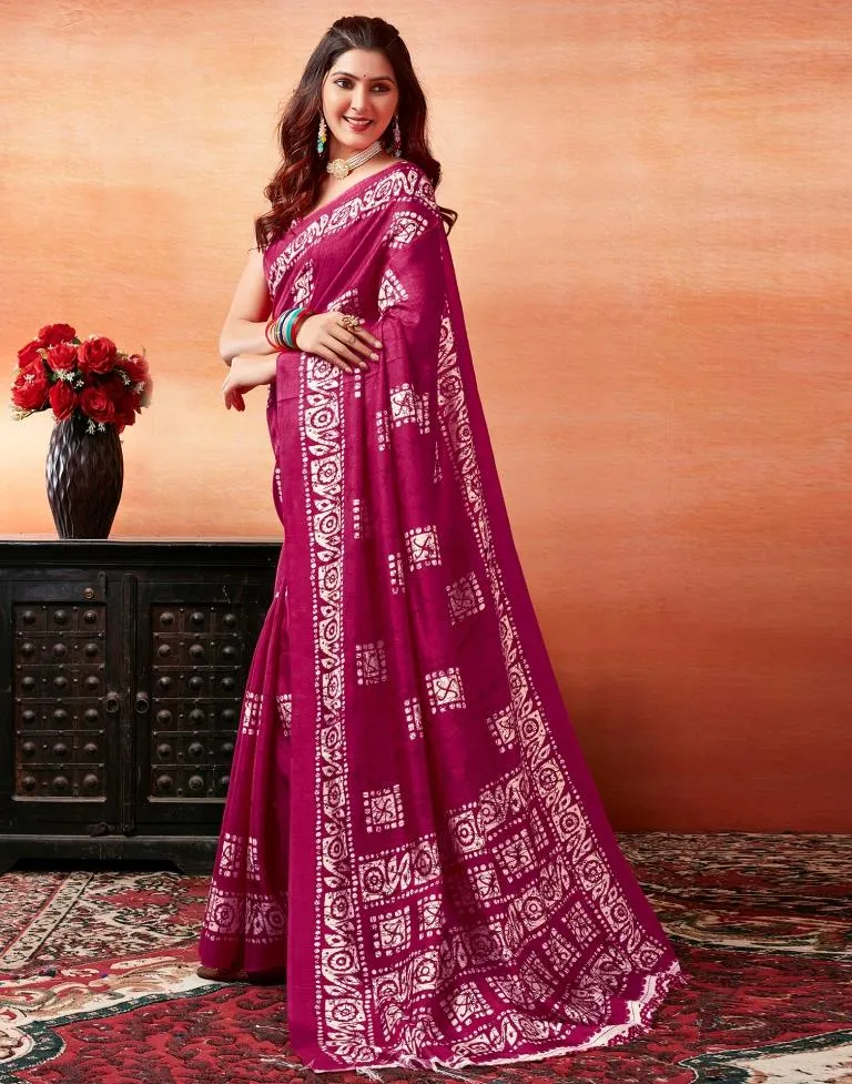 Pink Silk Printed Sarees