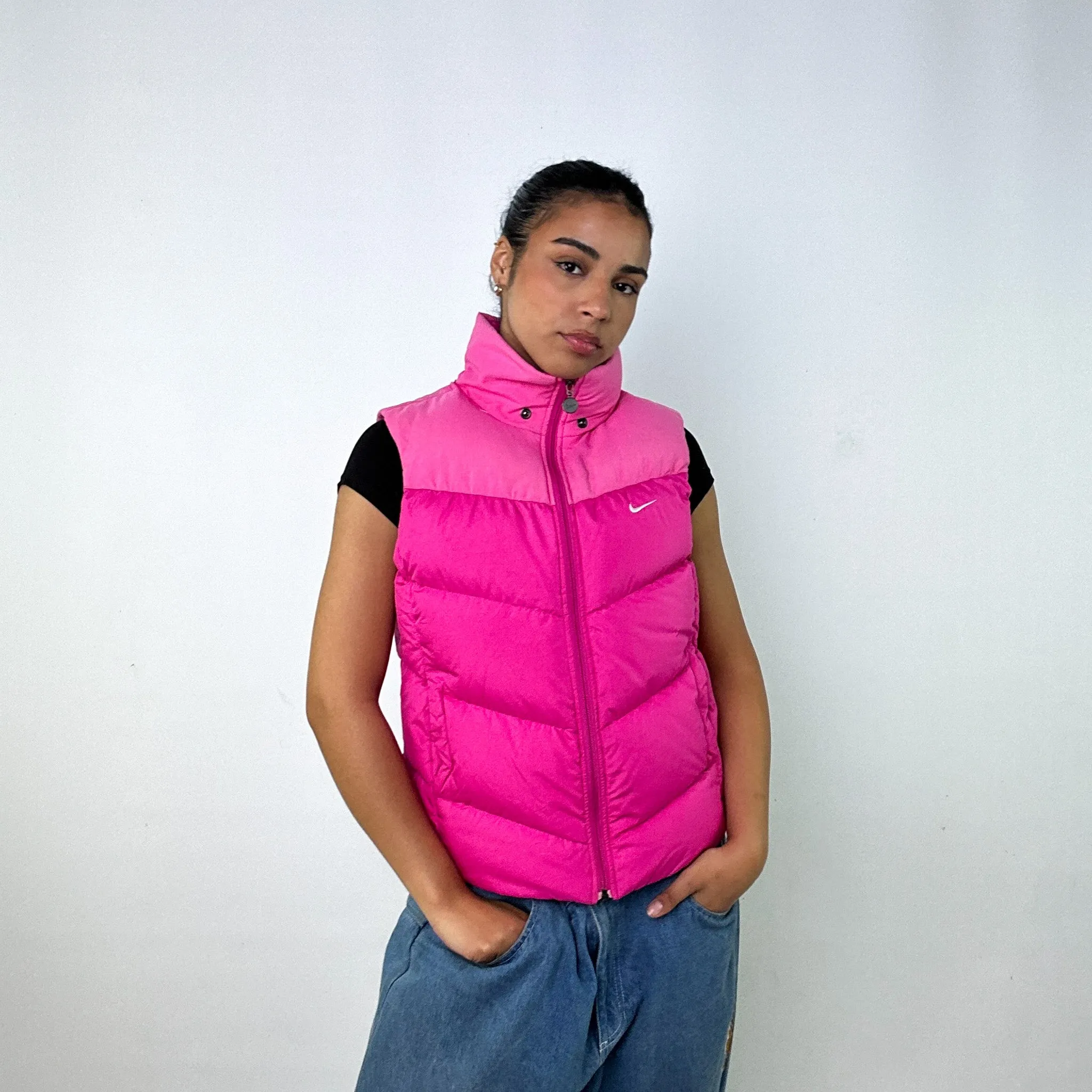 Pink y2ks NIKE Puffer Jacket Coat Gilet (M)