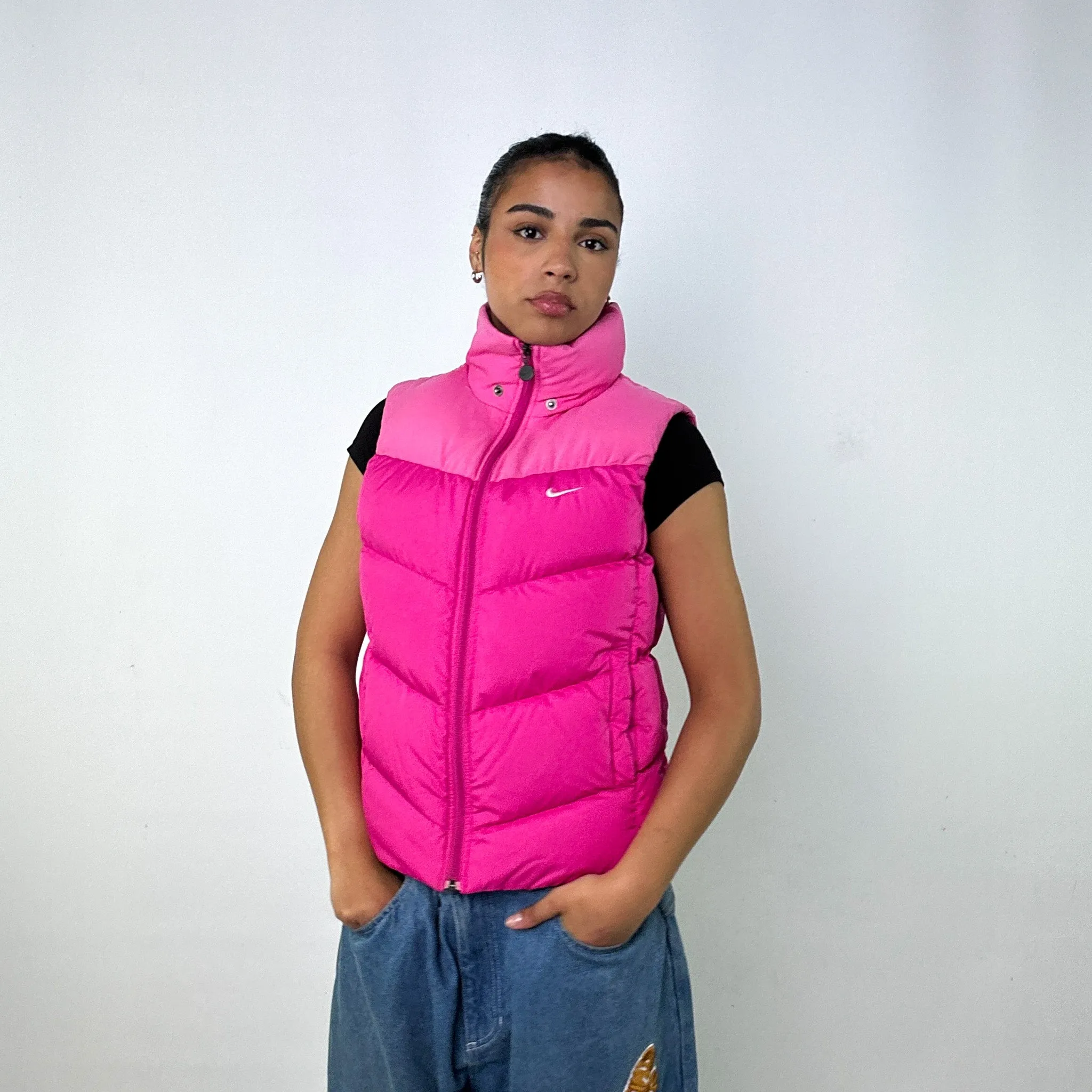 Pink y2ks NIKE Puffer Jacket Coat Gilet (M)