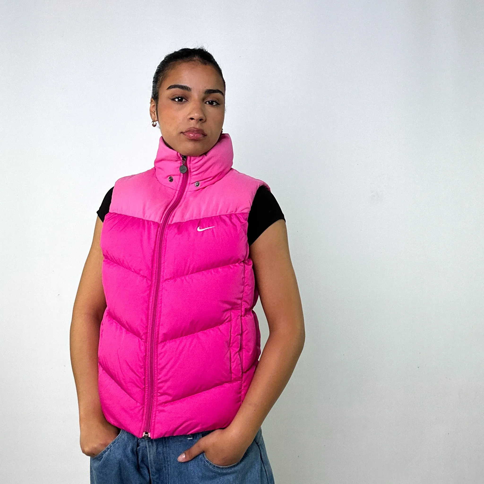 Pink y2ks NIKE Puffer Jacket Coat Gilet (M)