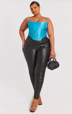 Plus Black Faux Leather Stretch Leggings