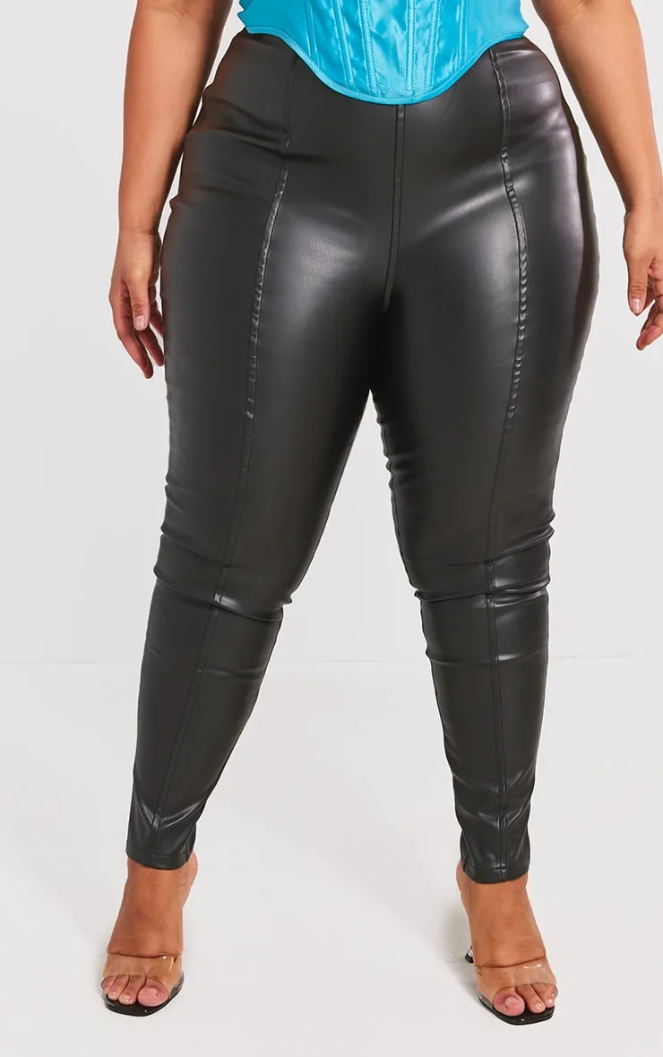 Plus Black Faux Leather Stretch Leggings