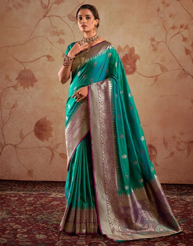 Rama Green Silk Banarasi Sarees