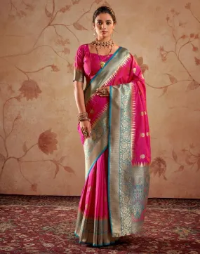 Rani Pink Silk Banarasi Sarees