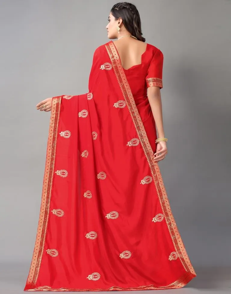 Red Embroidery Saree