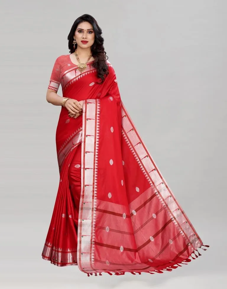 Red Paithani saree