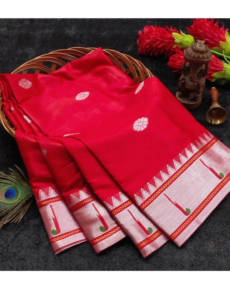 Red Paithani saree