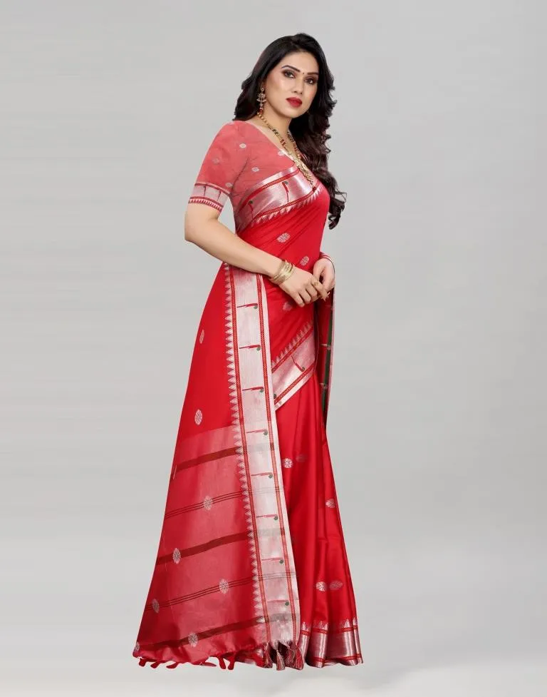 Red Paithani saree